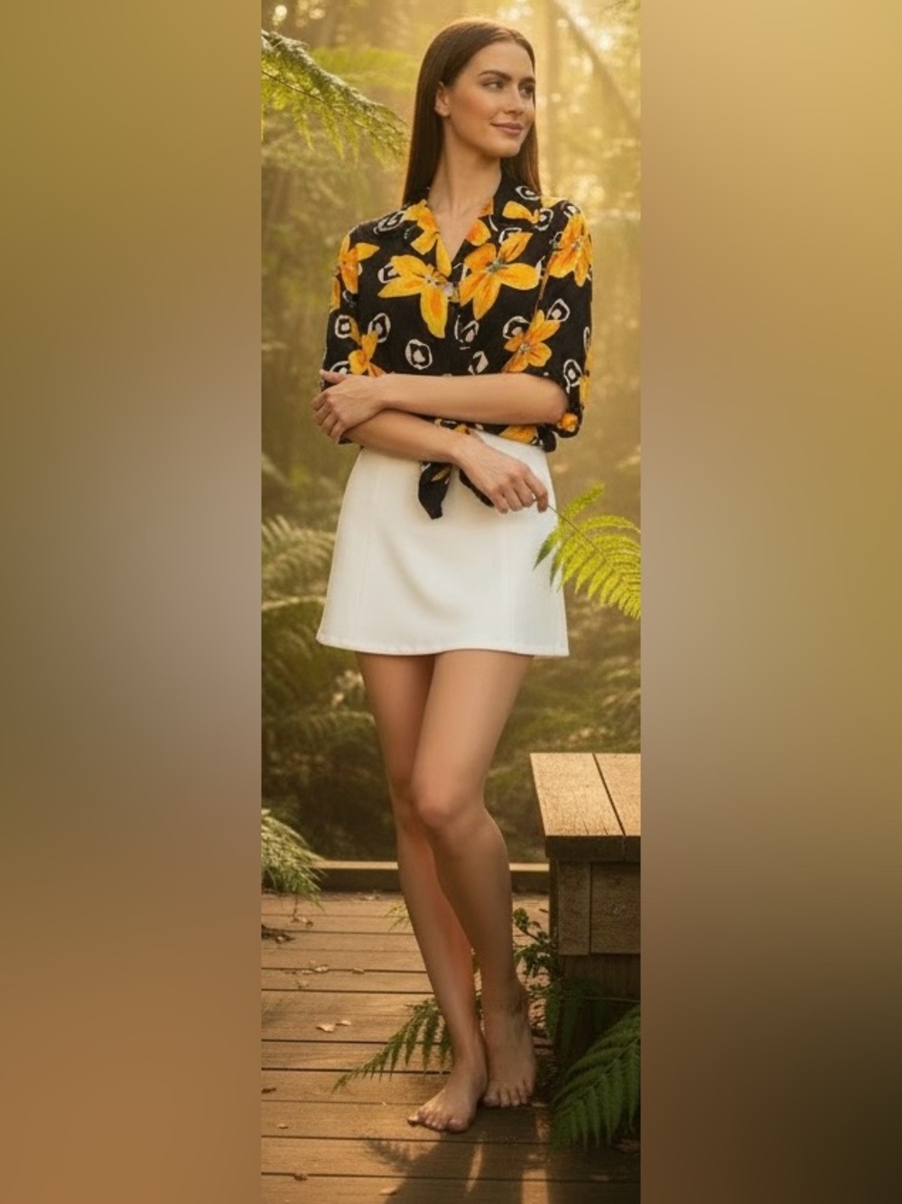 Vibrant Floral Tie-Front Shirt - Picture 3 of 9